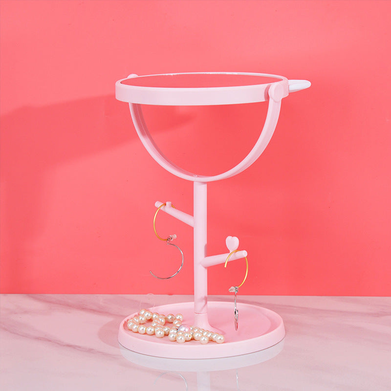 A 360 degree swivel Small Stand cute Desktop Makeup Mirror for Bathroom or Bedroom