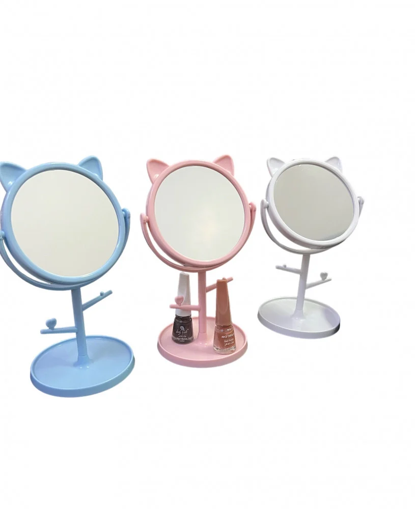 A 360 degree swivel Small Stand cute Desktop Makeup Mirror for Bathroom or Bedroom