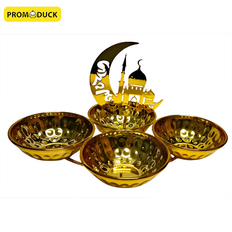4 Gold Dates & Nuts attached Plates With Metal Gold Stand ๐โจ
