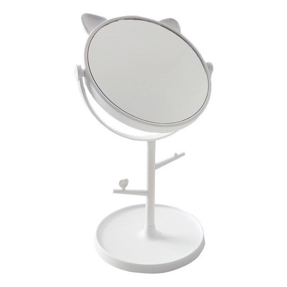A 360 degree swivel Small Stand cute Desktop Makeup Mirror for Bathroom or Bedroom