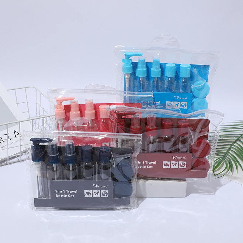 Travel organizer -pack of 9pcs Set for Shampoo Conditioner Lotion Body and Hand wash