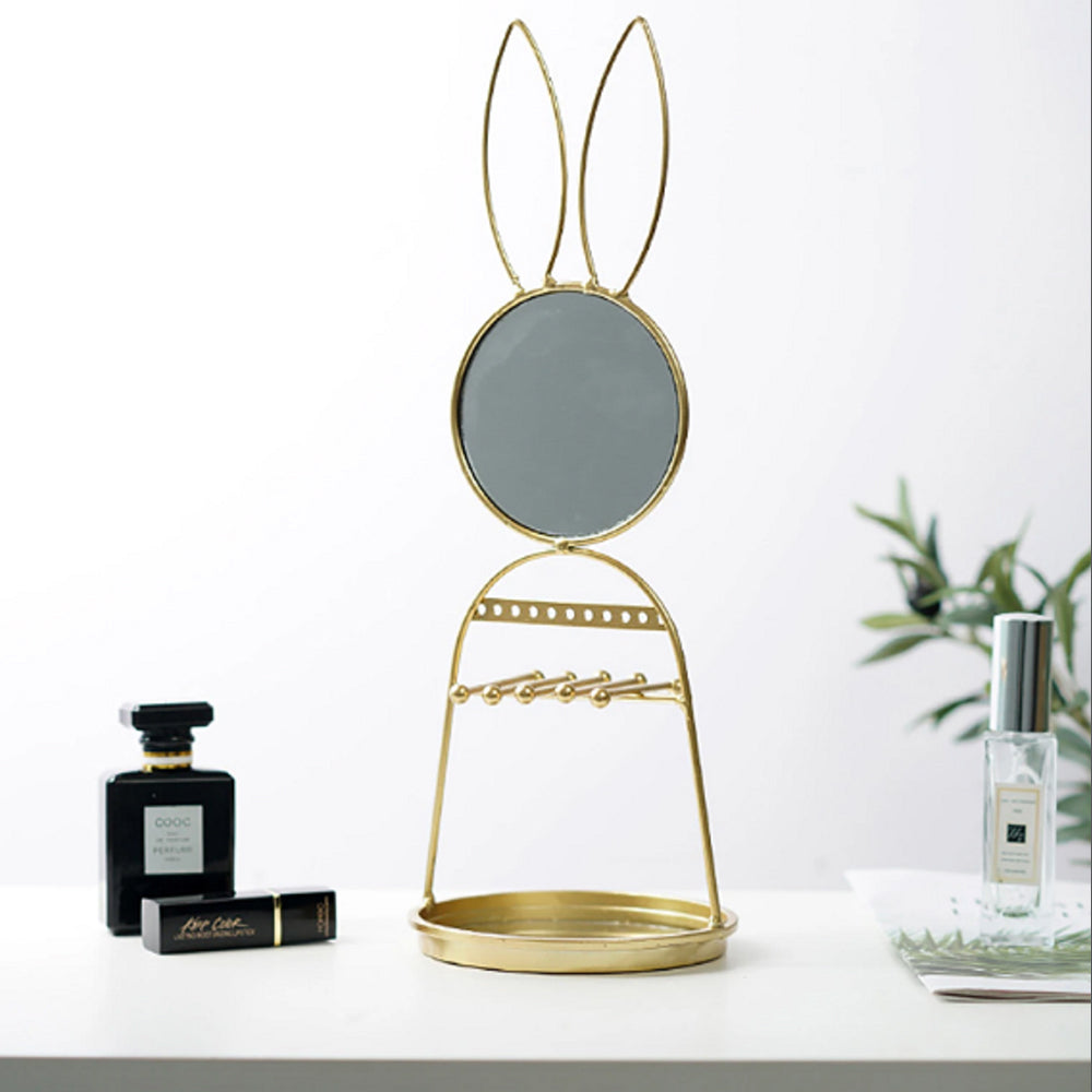 rabbit shape makeup mirror with jewelry display stand