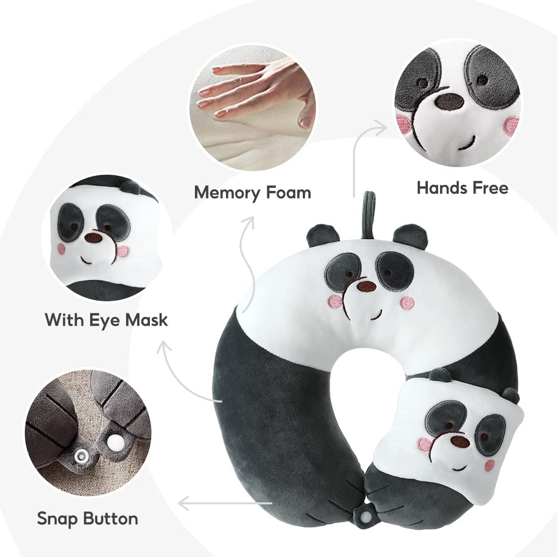 We bare bears neck pillow/travel pillow comes with eye shades